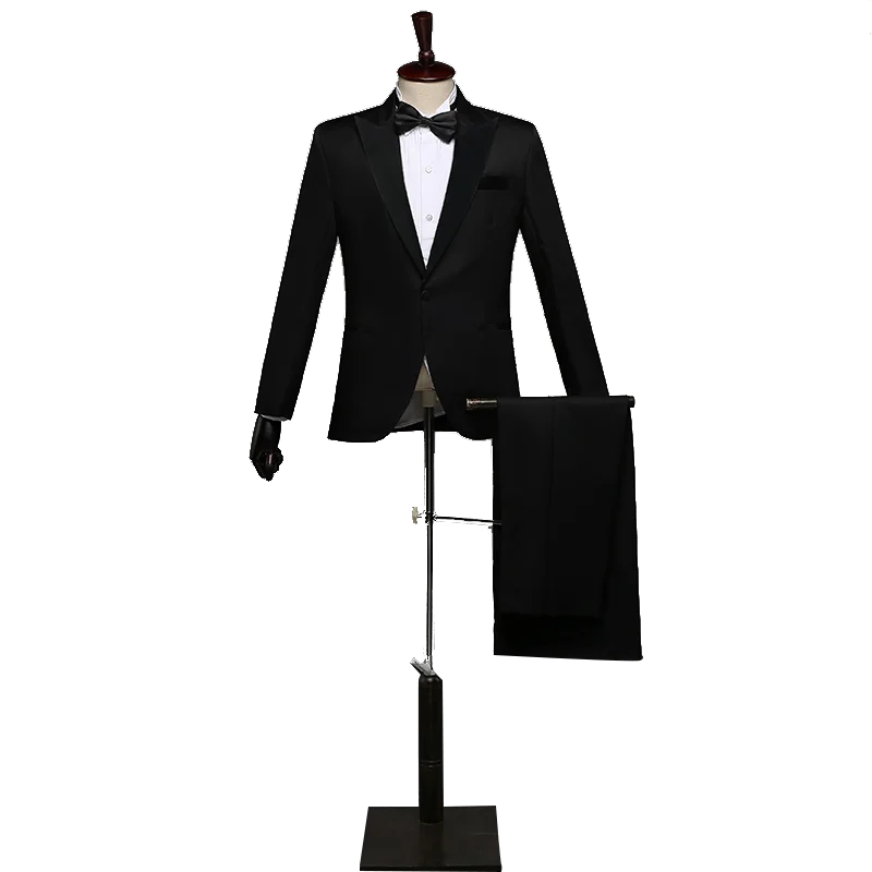 Men Prom Suits Men'S Shawl Lapel White Black Two-Piece Jacket Pants Suit Slim Evening Party Stage Show Performance Wedding Suit Men Prom Suits Men'S Shawl Lapel White Black Two-Piece Jacket Pants Suit Slim Evening Party Stage Show Performance Wedding Suit