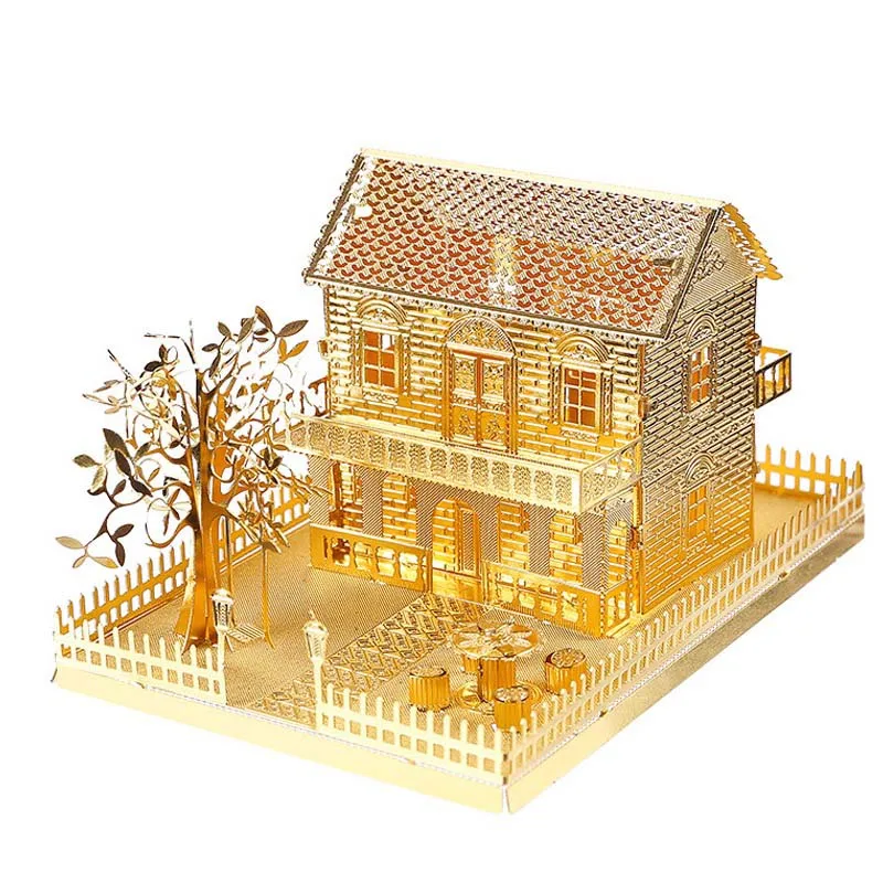 DIY 3D металлическая головоломка, игрушка всемирно известных зданий, Сборная модель, строительные наборы, развивающие игрушки для детей, Эйфелева башня - Цвет: Villa