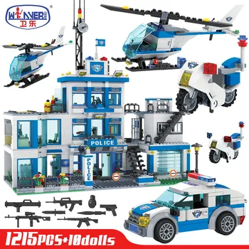 

ERBO SWAT City Police Station Building Blocks City Motorbike Car Helicopter Vehicle Figures Bricks Toys for Children Gifts