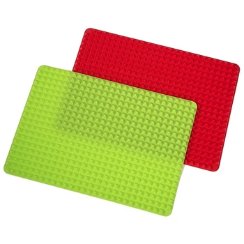 

Thanksgiving Turkey Grill Mat and Dog Snack Maker Nonstick Pan Mat Healthy Cooking Set of 2 Red and Green