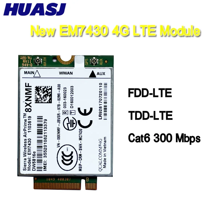 EM7430 DW5816e FDD-LTE TDD-LTE 4G сим-карту для Dell ноутбук 7280 7285 7290 7389 7390 7480 7490 E7470 Cat6 300M модуль |
