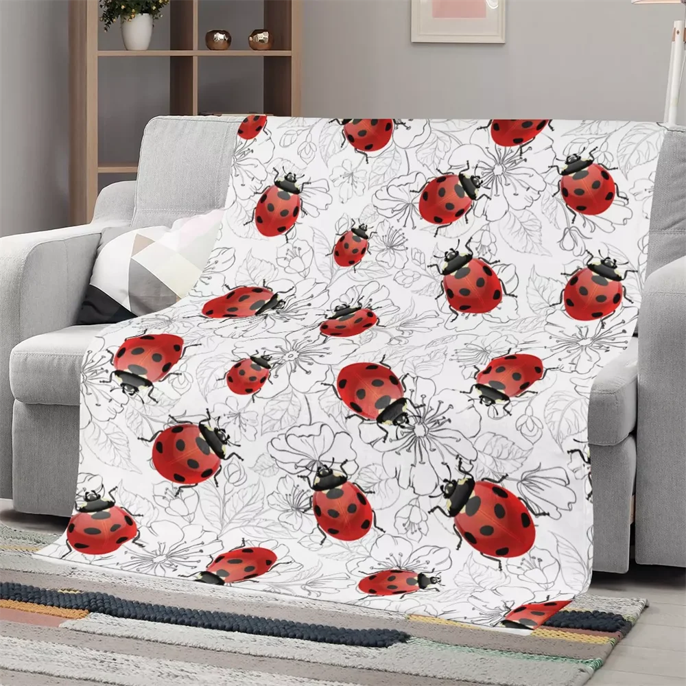 Blanketes Kawaii Ladybug Pattern Super Soft Fleece Blanket Warm Bedroom Quilt Throw Blankets on Bed Sofa Decor Dreamlike Gift | Дом и сад