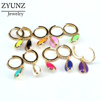 

4 Pairs, Enamel Conch Shell Shaped Drop-Earrings Gold Color Brincos Jewelry Dangle Earrings For Friend Lover Jewelry Gift