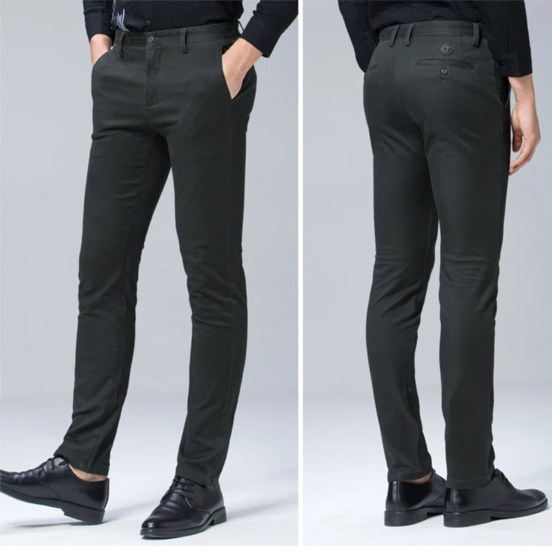 Высокое качество зимние плотные теплые повседневные брюки мужские облегающие Чино повседневные брюки мужские брюки