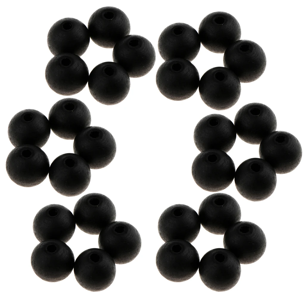 30 Pieces Round Ball Wood Spacer Beads DIY Necklaces Bracelets Jewelry Findings Charms 18mm Sewing Craft 