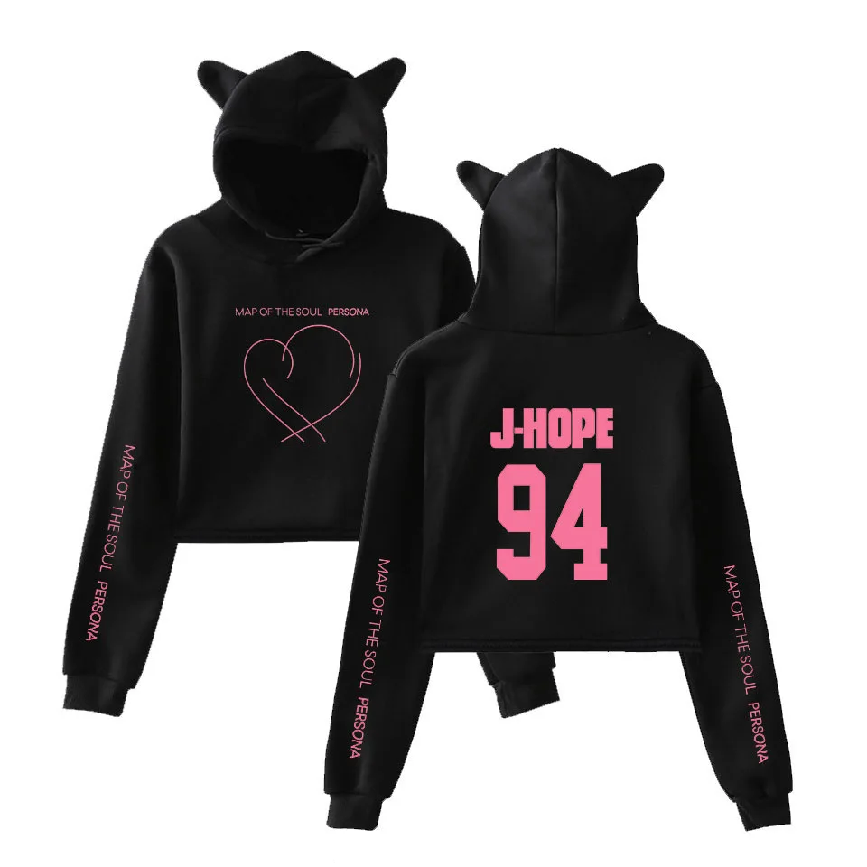 BTS Crop Top Hoodie (Cute Kawaii Cat Ears)