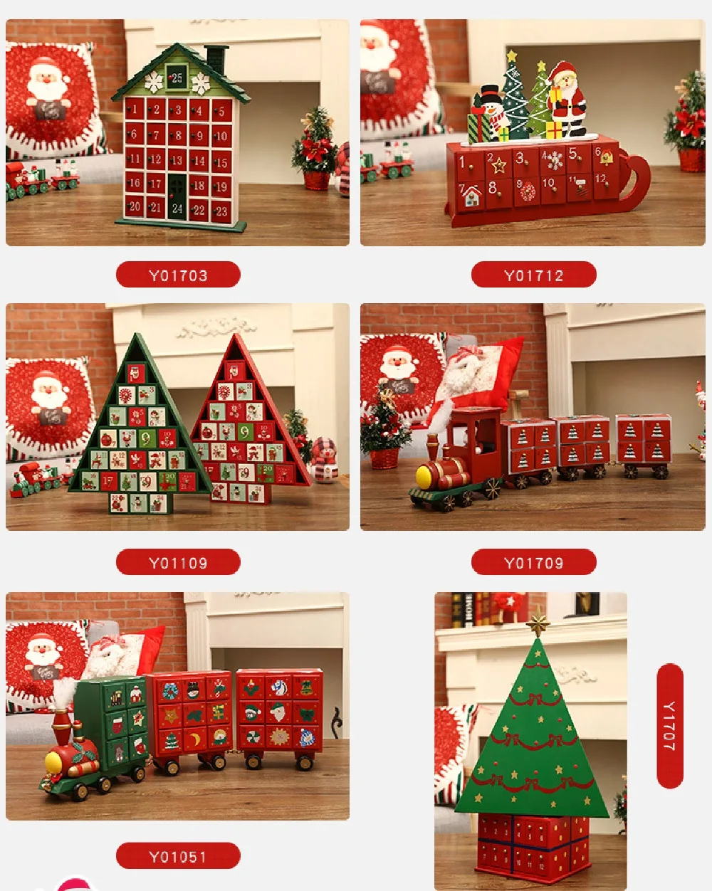 Christmas Ornament Craft Countdown Calendar Advent Home Desktop Drawer Living Room Decorative House Shape Wooden DIY Storage Box