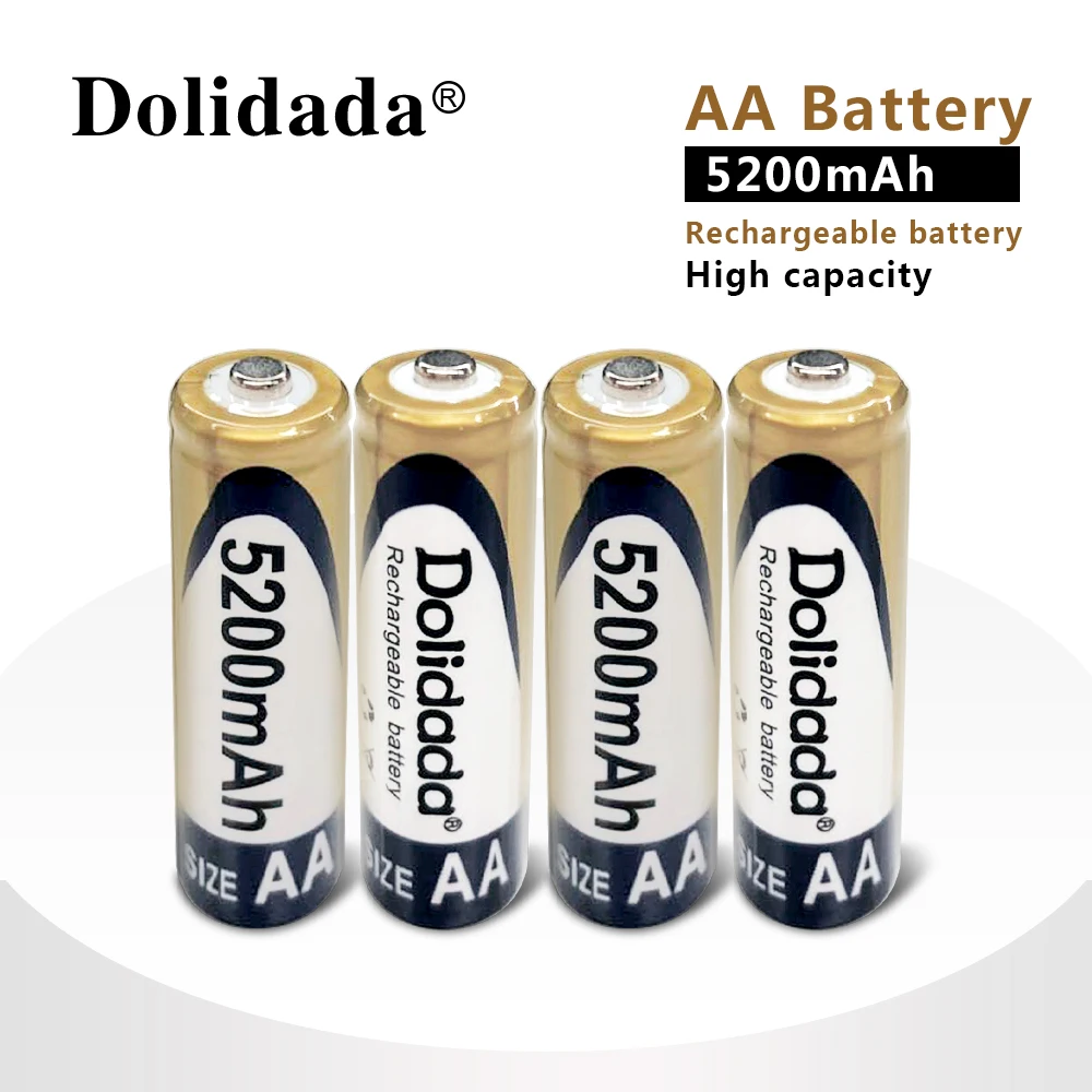 Dolidada new battery AA 5200 mAh rechargeable battery NI-MH 1.2V AA battery watches, mice, computers, toys in