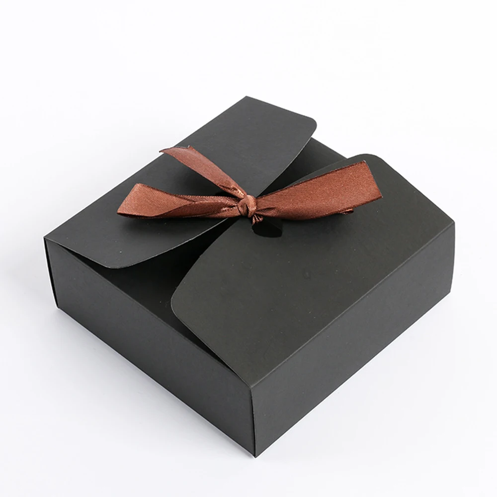 30 шт./лот DIY коробки для выпечки тортов, печенья, конфет, крафт-коробки с лентой, свадебные подарочные коробки для детского душа, подарочные коробки для вечеринок, черные