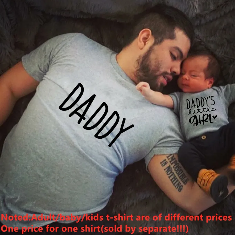 1pc Daddy and Me Family Matching Clothes Daddy and Daddy's little Girl Tshirt Father Daughter Shirts Dad Daughter Girls Clothes 2