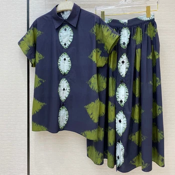 

Two Piece Long Skirt Set Blouse+skirt Bare Midriff Casual Two Piece Skirt Set Summer