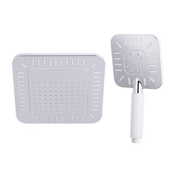 ABS Plastic Square Chrome Faucet Accessories Big Rainfall Rotatable Shower Head Combo Bathroom 5 Functions Hand Shower Head Set