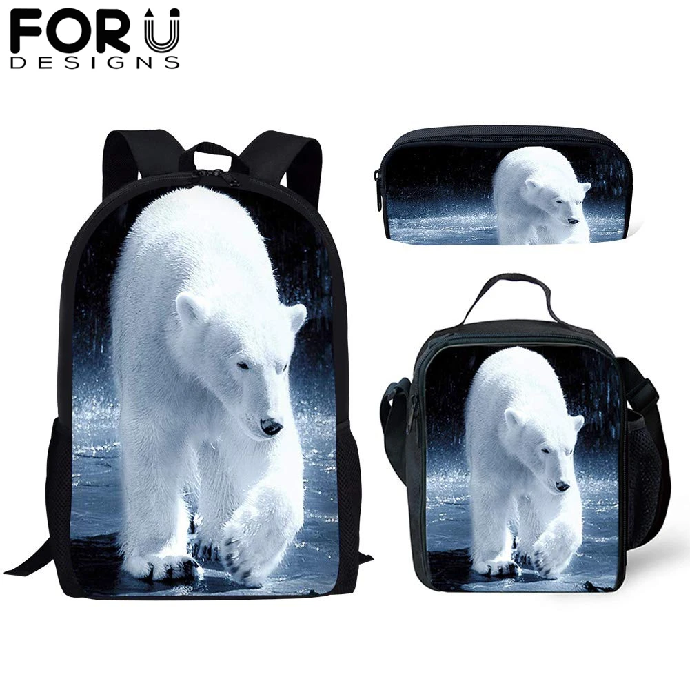 FORUDESIGNS/3 шт./компл. рюкзак для мальчиков Волк тигр печать сумка для школы детский подарок основной книжный мешок Дорожная сумка