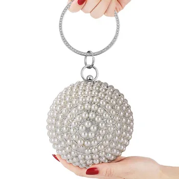

MONNET CAUTHY New Arrival Evening Bags Occident Style Handmade Pearl Spherical Diamond Wedding Party Bride Black Gold Clutch Bag