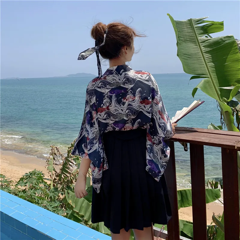 Retro Japanese Style Vintage Haori Kawaii Girls Women Carp Kimono Dress for Party Yukata Asian Clothes Skirts Vestidos Hot Sale