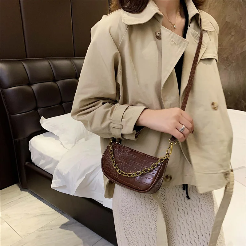 

WOMEN'S Bag Bag 2020 Autumn And Winter Korean-style Fashion New Style Fashion Crocodile Pattern Shoulder Bag Fashion Chain Shoul