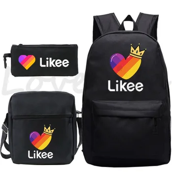 

3 Pcs Likee Video App Backpack Men Women Fashion Backpack Teenage Boys Girls School Bags Travel Backpack