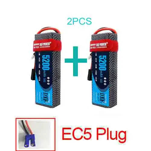 Аккумулятор DXF 7,4 V 22,2 V 6S 2S 5200mah 6000mAh 50C Burst 100C для радиоуправляемого автомобиля квадрокоптера вертолета самолета - Цвет: 2PCS5200HARDEC5