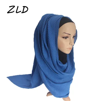 

ZLD women plain cotton scarf Bandana wrap solid full cover-up shawls foulard femme headband crinkle muslim hijabs Scarf