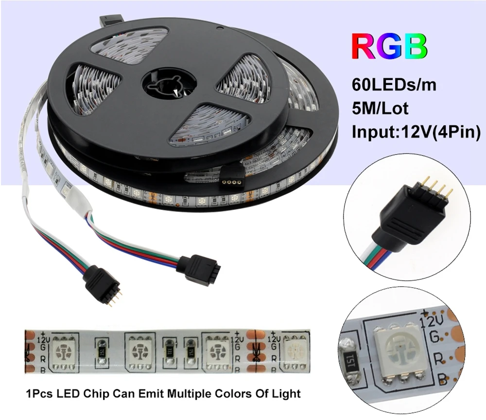 DC12V Светодиодная лента 5050SMD 60 Светодиодный s/M DIY гибкий светодиодный светильник водонепроницаемый RGB 5050 светодиодный лента для ТВ фоновый светильник ing украшение