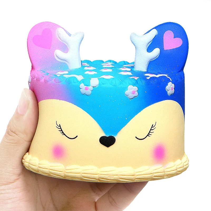 Jumbo Kawaii торт мягкий Galaxy олень Squishies крем ароматизированный медленно поднимающийся Малыш игрушка телефон ремень сжимает игрушки для детей подарок