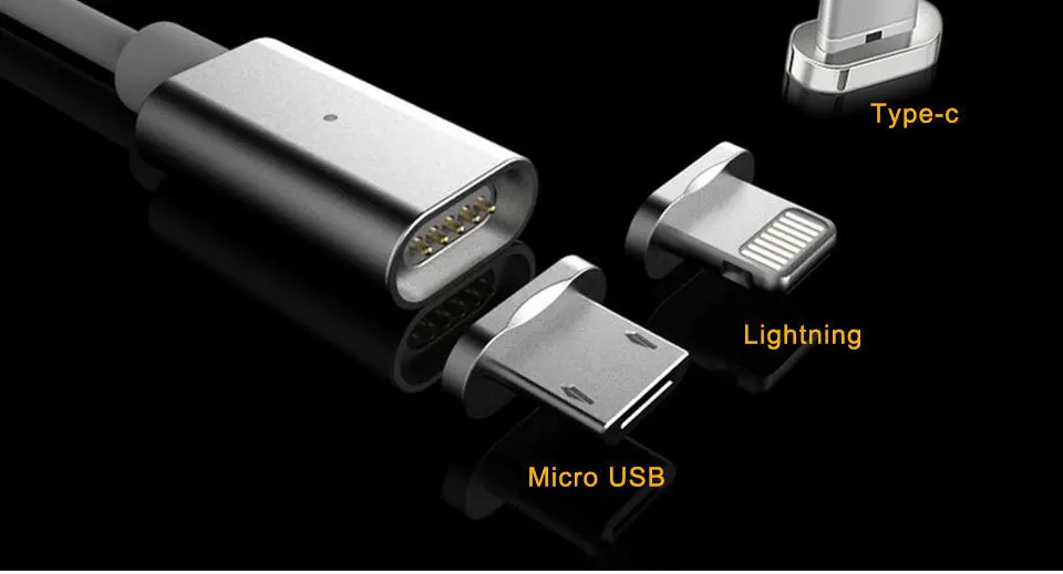 Сильный магнитный зарядный кабель для быстрой зарядки данных USB Магнитный кабель для Apple iPhone/Micro-USB/type-C