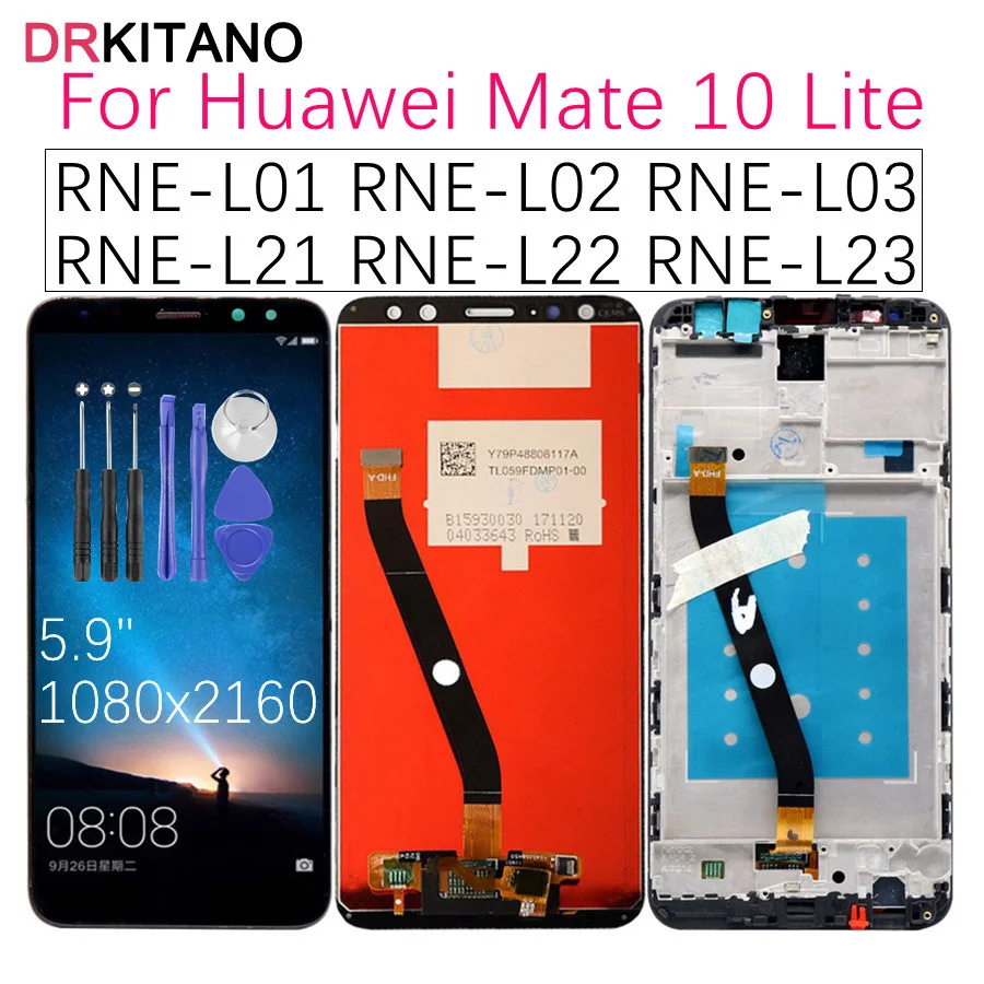 Для huawei mate 10 Lite ЖК-дисплей сенсорный экран с рамкой для huawei mate 10 Lite ЖК-дисплей Nova 2i RNE-L21 Замена