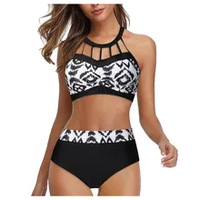 Модный женский купальник размера плюс в черно-белую полоску, купальный костюм, удобная Пляжная одежда с подкладкой, Новинка лета