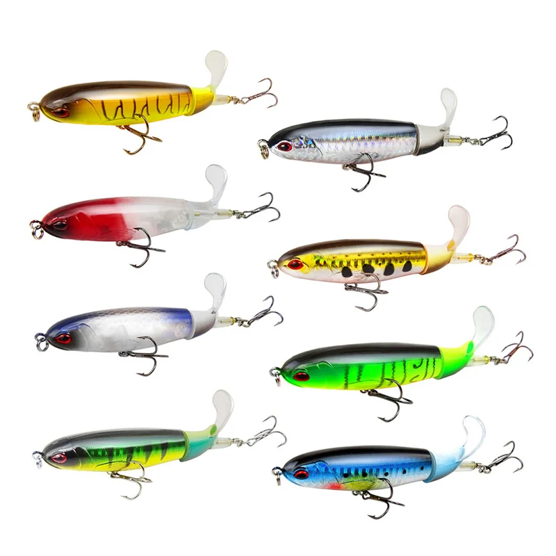 

Whopper Popper 1.1cm 13g Topwater Fishing Lure Artificial Hard Bait 3D Eyes Plopper Soft Rotating Tail Fishing Tackle