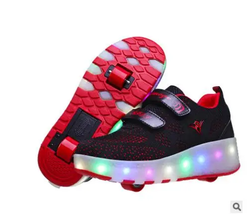 Photo Color 9 Heelies USB зарядка светодиодный Красочные Дети Мода кроссовки с два колеса роликовые коньки обувь для мальчиков и девочек синий - Цвет: Photo Color 9