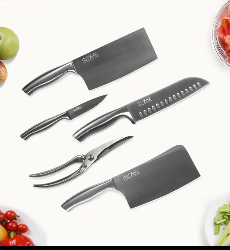Xiaomi German DIN Molybdenum Vanadium Steel Knife Set 6 pieces Extreme Wear-resistant, Long-lasting Sharp Steel Knife Set With Knife Seat