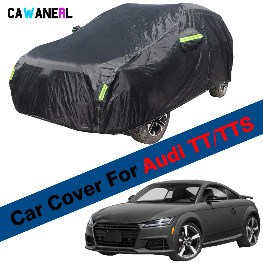 Volledige Autohoes Waterdicht Meest Weer voor Audi TT 2003-2005, Buiten Regen UV-bescherming Zon Krasbestendig Windbestendig,All-Black