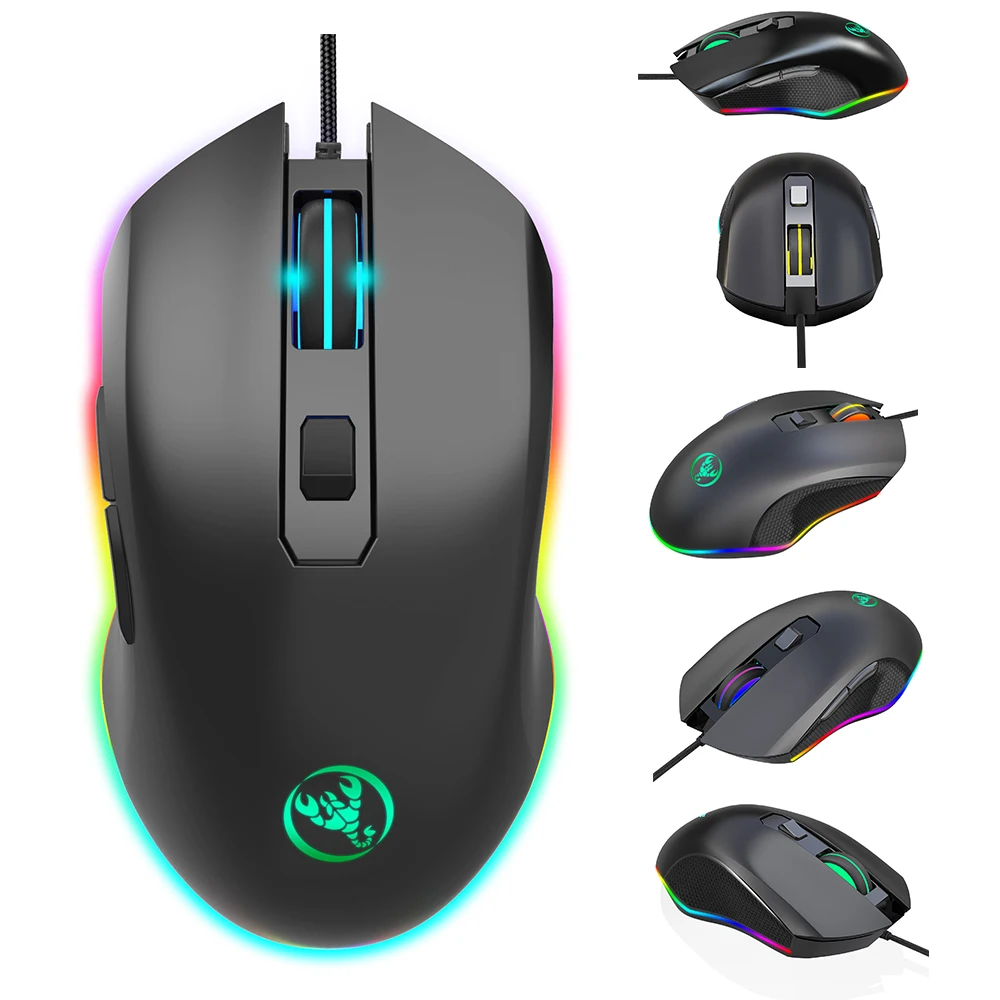 

HXSJ A866 Wired Gaming Mouse Advanced 6400DPI RGB Glowing Optical Mouse Game Smooth Movement And Precise Control