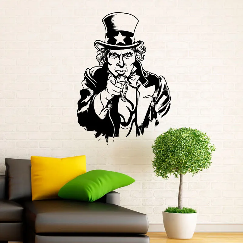 

Uncle Sam Wall Sticker Vinyl Home Decor Interior Design Housewares Living Room Bedroom Decals Removable Murals Wallpaper A356