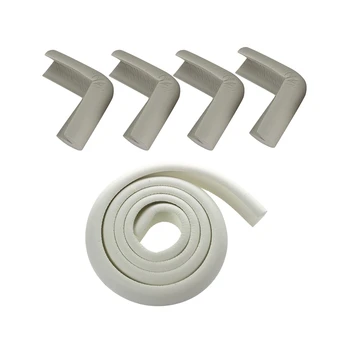 

4Pcs Desk Table Edge Cover Guard Corner Protector Cushion Gray with Childproof Edge Corner Guard Cushion 2M (White)