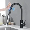 Pull Out Sensor Kitchen Faucet Black Smart Mixer Tap Touch Faucets Hot and Cold Water mart Touch Spray Tap ► Photo 2/6