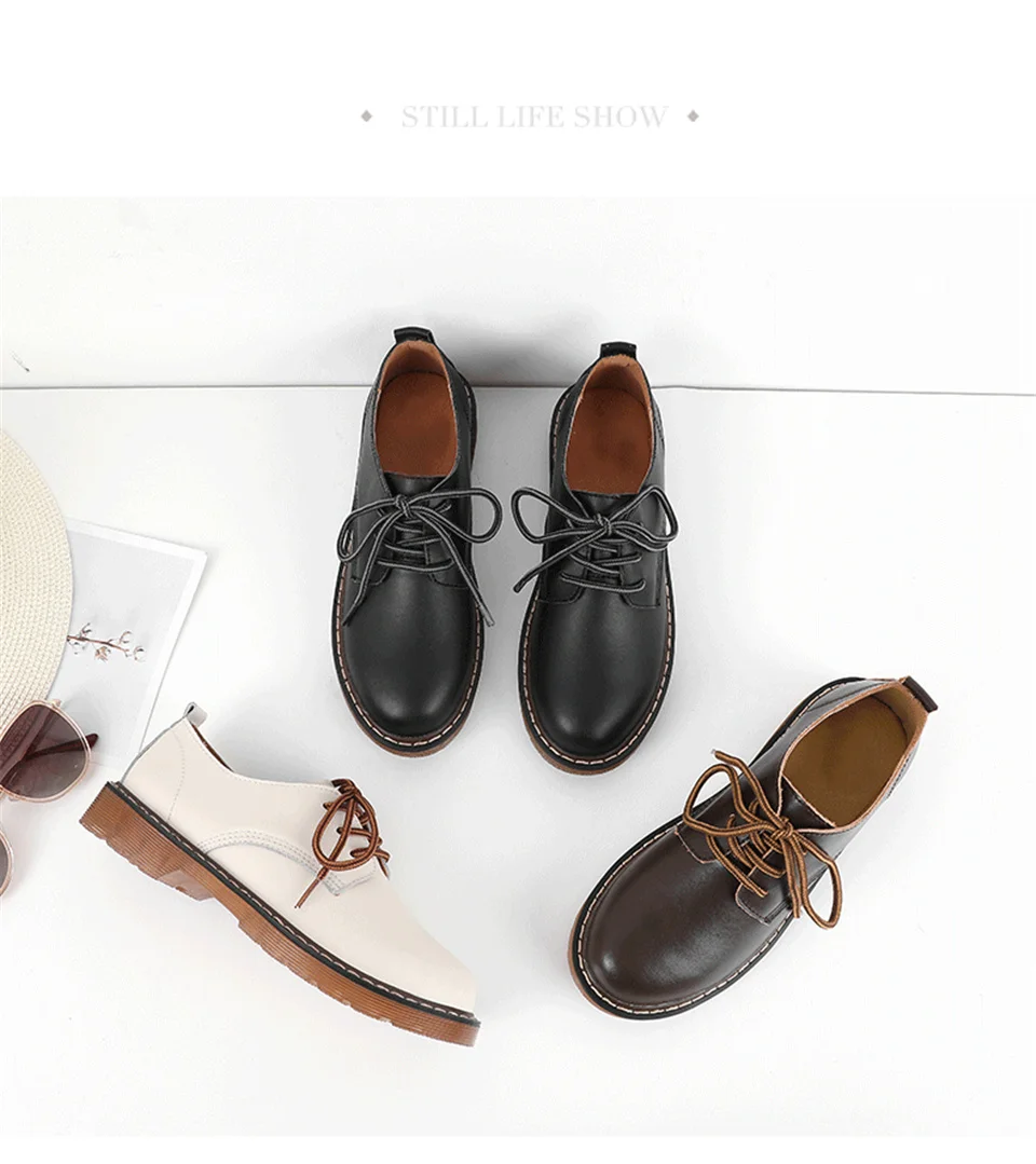 MALEMONKEY Luxury Brand Designers New Fashion Women Shoes Black Comfortable Cute Lady Flat Lace-Up Vintage