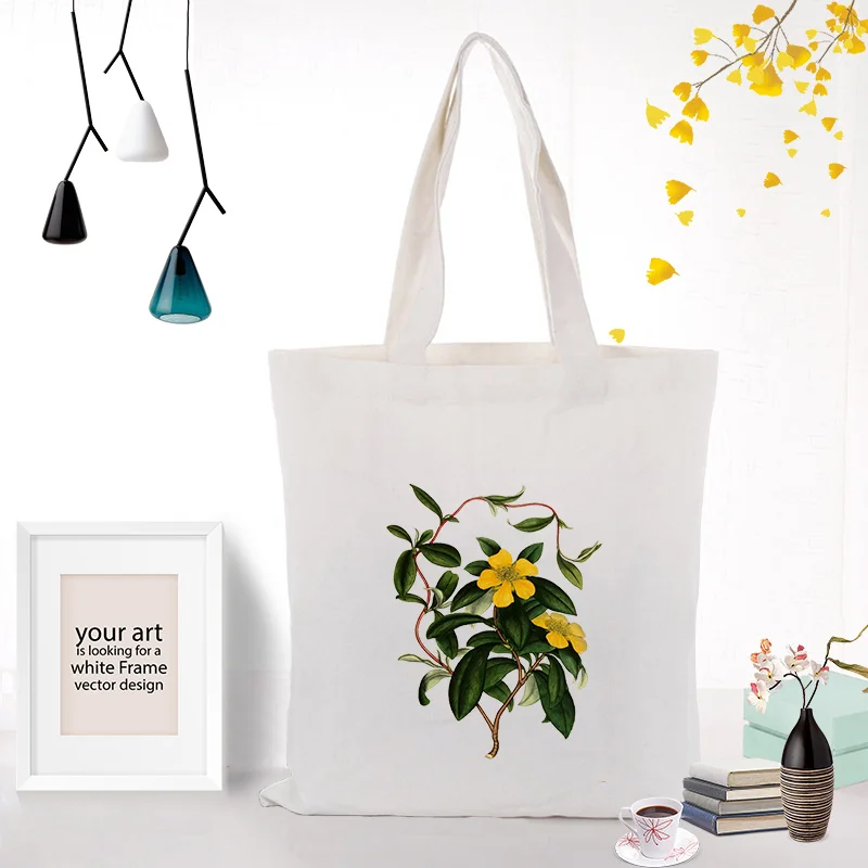 FLOWERS284 Сумка с цветочным рисунком сумка для покупок на каждый день Применение канва для DIY изготовленным на заказ логосом печати эко многоразовая утилизация текста - Цвет: FLOWERS284
