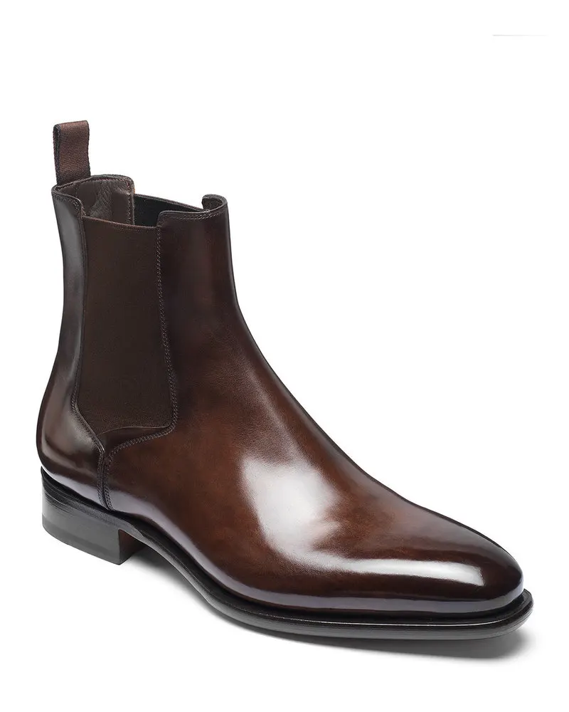 Botines antideslizantes de cuero sintético para hombre, zapatos de tacón bajo con punta en pico, botines estilo Chelsea clásicos informales TV809