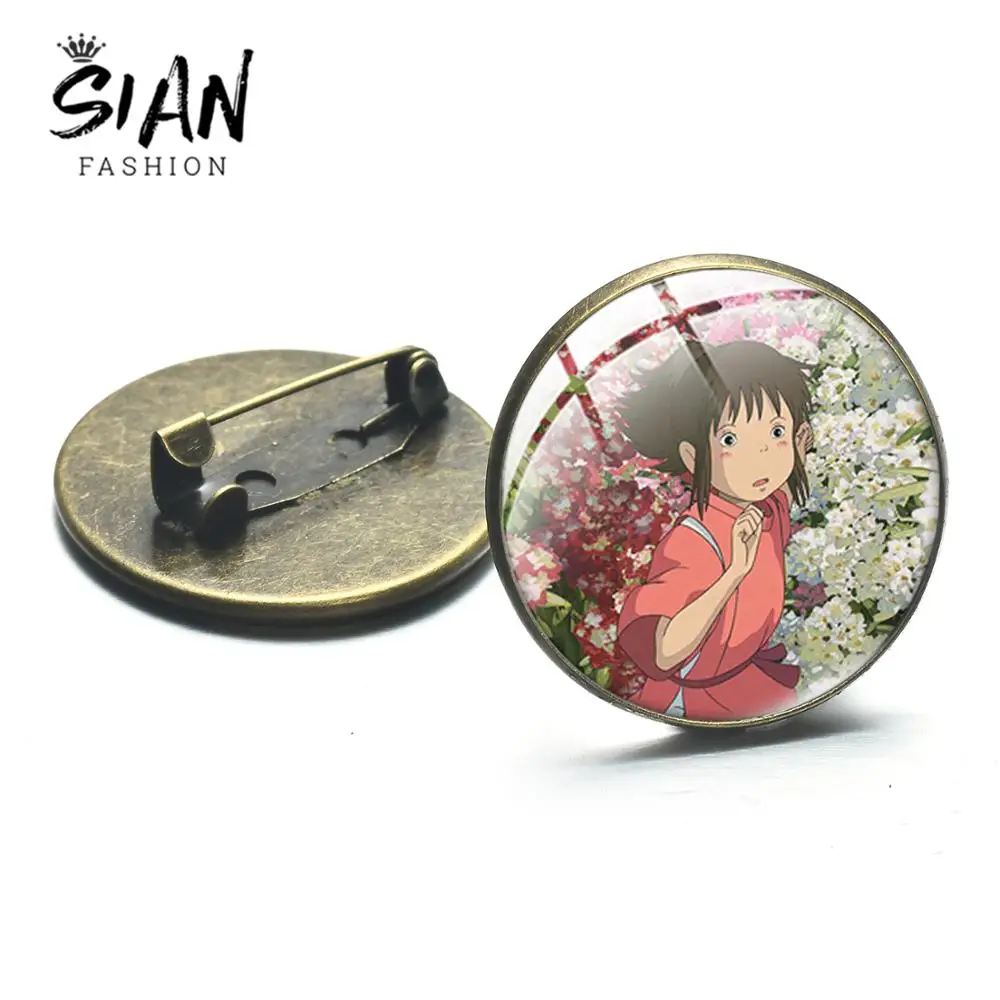 SIAN Japan Anime нет лица спиральные значок Hayao Миядзаки Броши стекло кабошон Кнопка