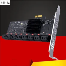 Chi a Mining SATA PCIe Adapter 16 porte SATA III a PCI Express 3.0 X1 scheda di espansione Controller ASM1064 JBM575 Chip schede aggiuntive