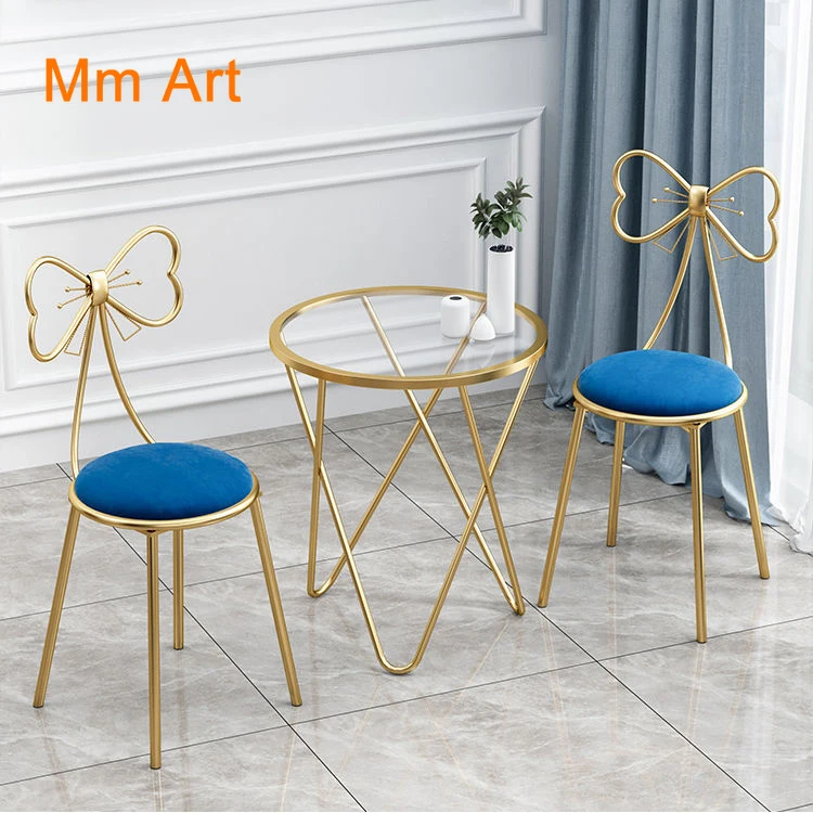 

Modern Minimalist Bowknot Dressing Stool Backrest Nail Chair Bedroom Ins Nordic