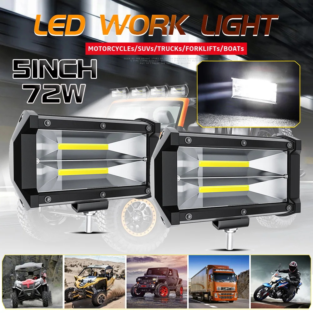 

2x LED Car Work Light 12V 24V 72W Work Fog Lamp For Offroad 4x4 Suv Atv Truck Fire Truck Agricultural Vehicle Searchlight
