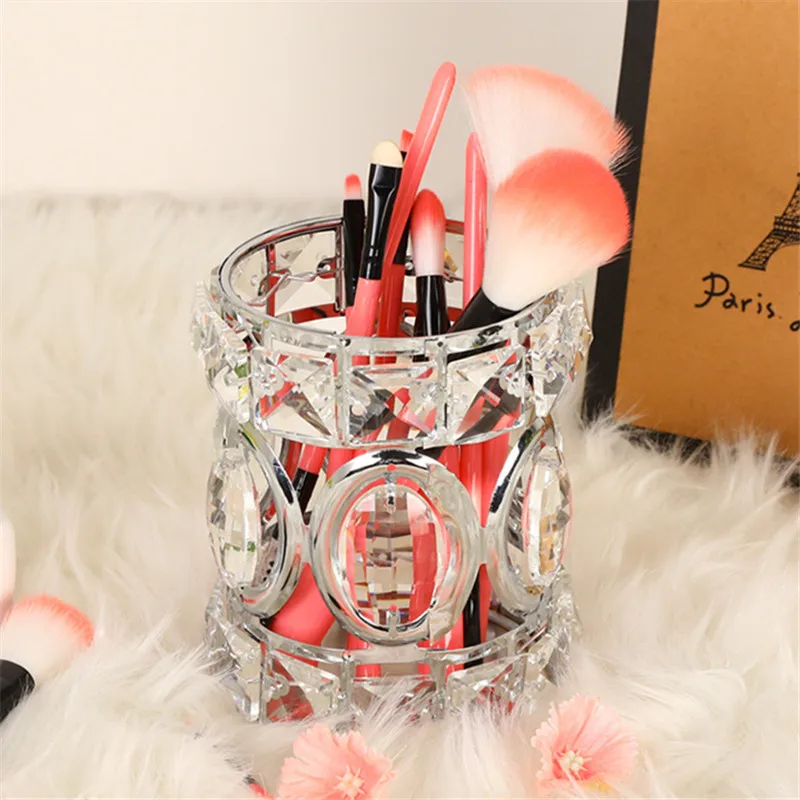 1Pc Nordic Crystal Makeup Brush Holder Desktop Eyebrow Pencil Storage Bucket Jewelry Cosmetic Organizer