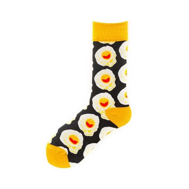 Funny Cotton Socks Women Tube Happy Sock Tide Cotton Long Snacks Fruit Food Avocado Socks High Tube Socks Poached egg socks