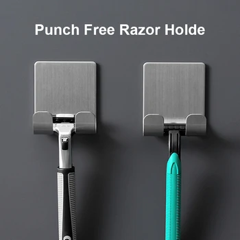 

8 Pcs Punch Free Razor Holder Storage Hook Wall Men Shaving Shaver Shelf Bathroom Razor Rack Wall Bathroom Accessories