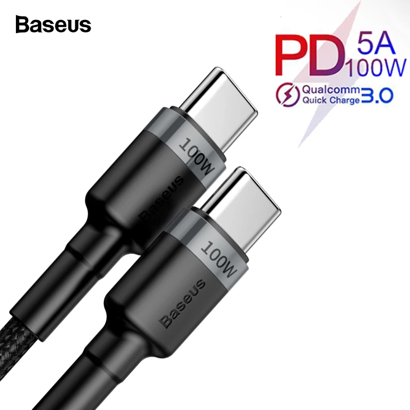Baseus 100 Вт USB C к usb type-C кабель для huawei mate 30 QC 3,0 Быстрая зарядка кабель для передачи данных для Macbook samsung S10 Plus USB C кабель