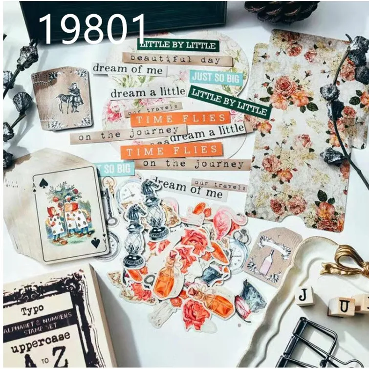 

51pcs Alice Time Flies Paper pack for Scrapbooking DIY Projects/Photo Album/Card Making Crafts