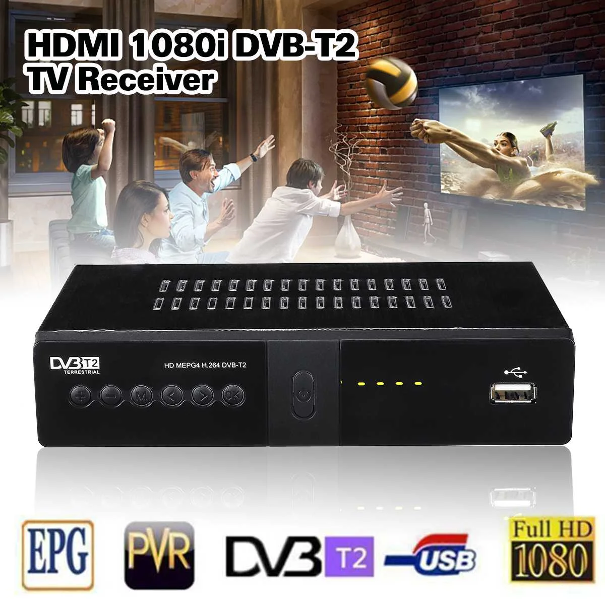 ЕС Plug Full HD 1080P DVB-T2 спутниковый ресивер цифровой дисплей ТВ приставка ТВ приёмники телеприставка USB2.0 тюнер приемники