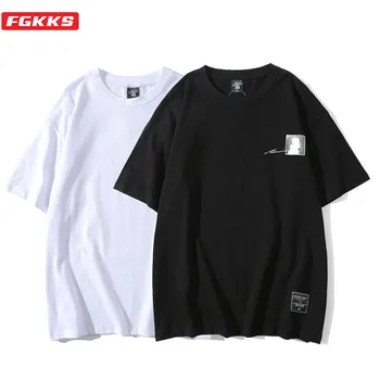 

FGKKS Brand New Men T Shirts Simple Cotton Men's Short Sleeve Skateboard Top Youth 2020 Fashion Trend Street T-Shirt Male